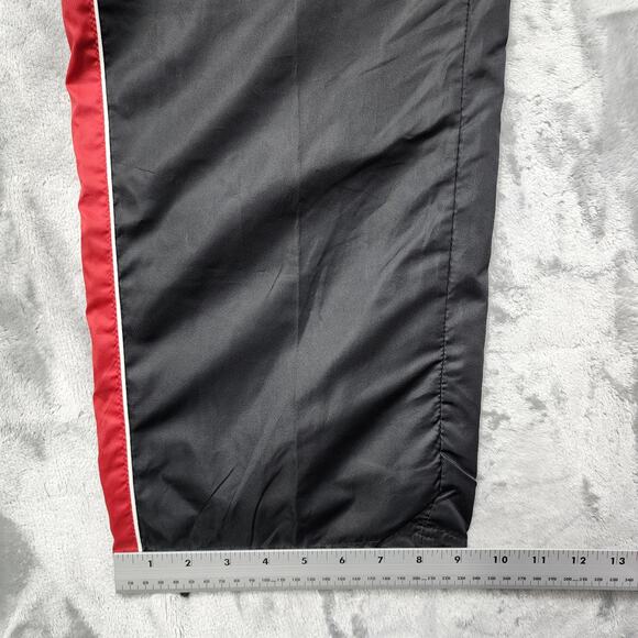 Vintage 90s Starter Pant Mens M Black Red Striped Windbreaker Trackpants Zip Hem - Picture 12 of 13